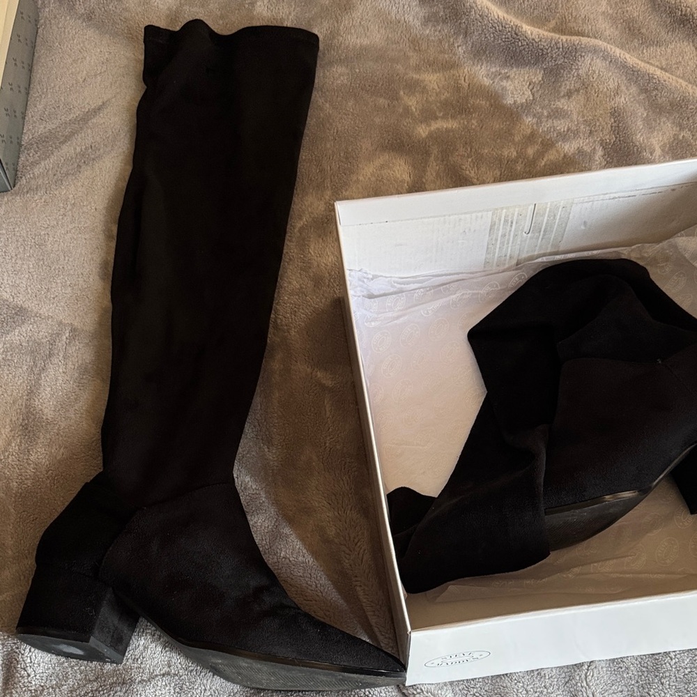 Steve Madden Black Over-the-Knee Stretch Suede Boots